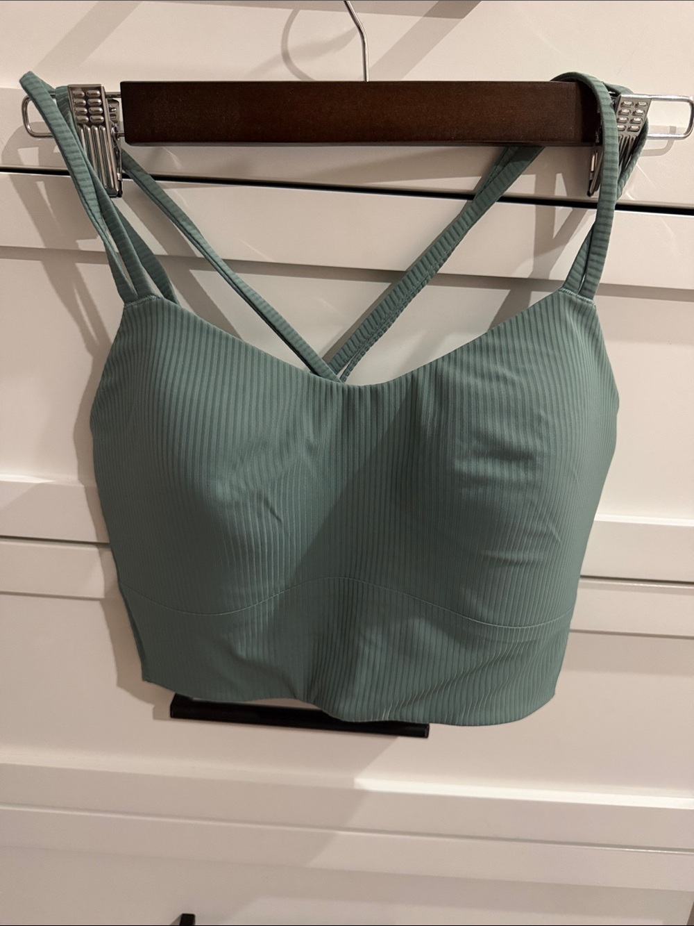 lululemon athletica Ribbed Cross-Back Bralette in Sage Green